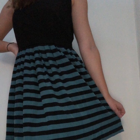 BeBop Dresses & Skirts - Cute Black And Teal Striped Dress!